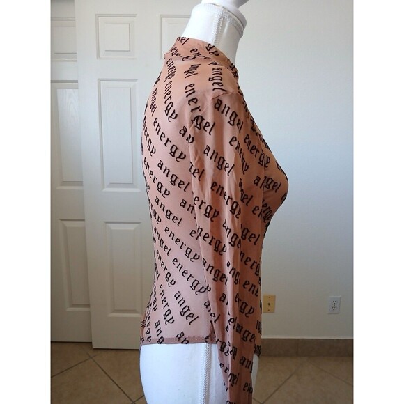 ASOS DESIGN angel energy flocked bodysuit in camel Size 8 - Picture 5 of 16